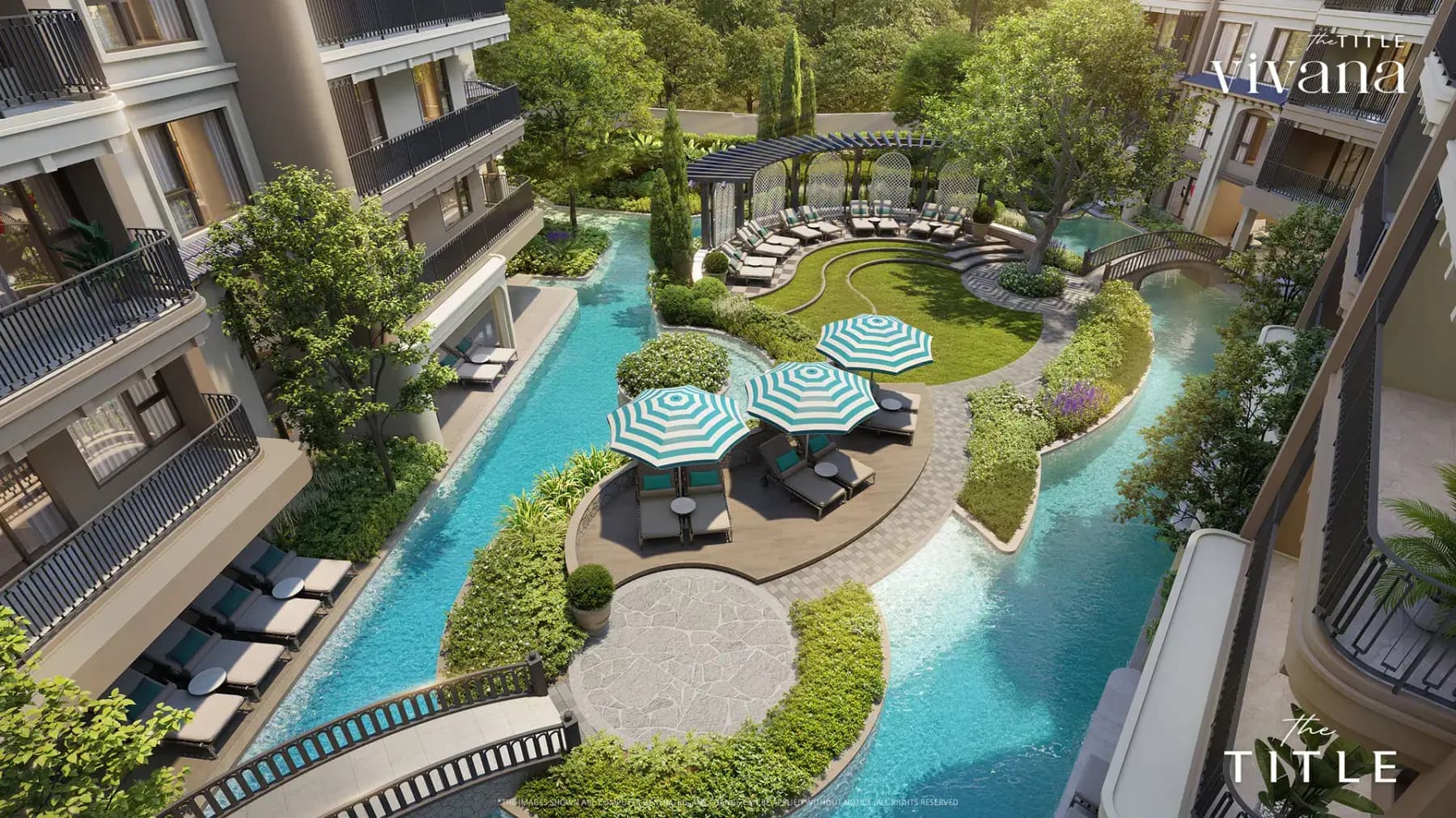 The Title Vivana: garden pool aerial