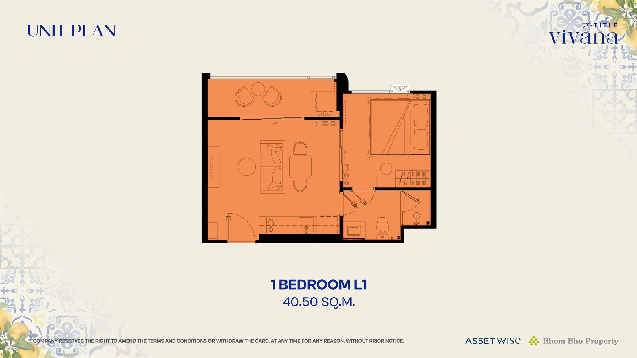 The Title Vivana 1 Bedroom L1 floor plan, 40.50 m²
