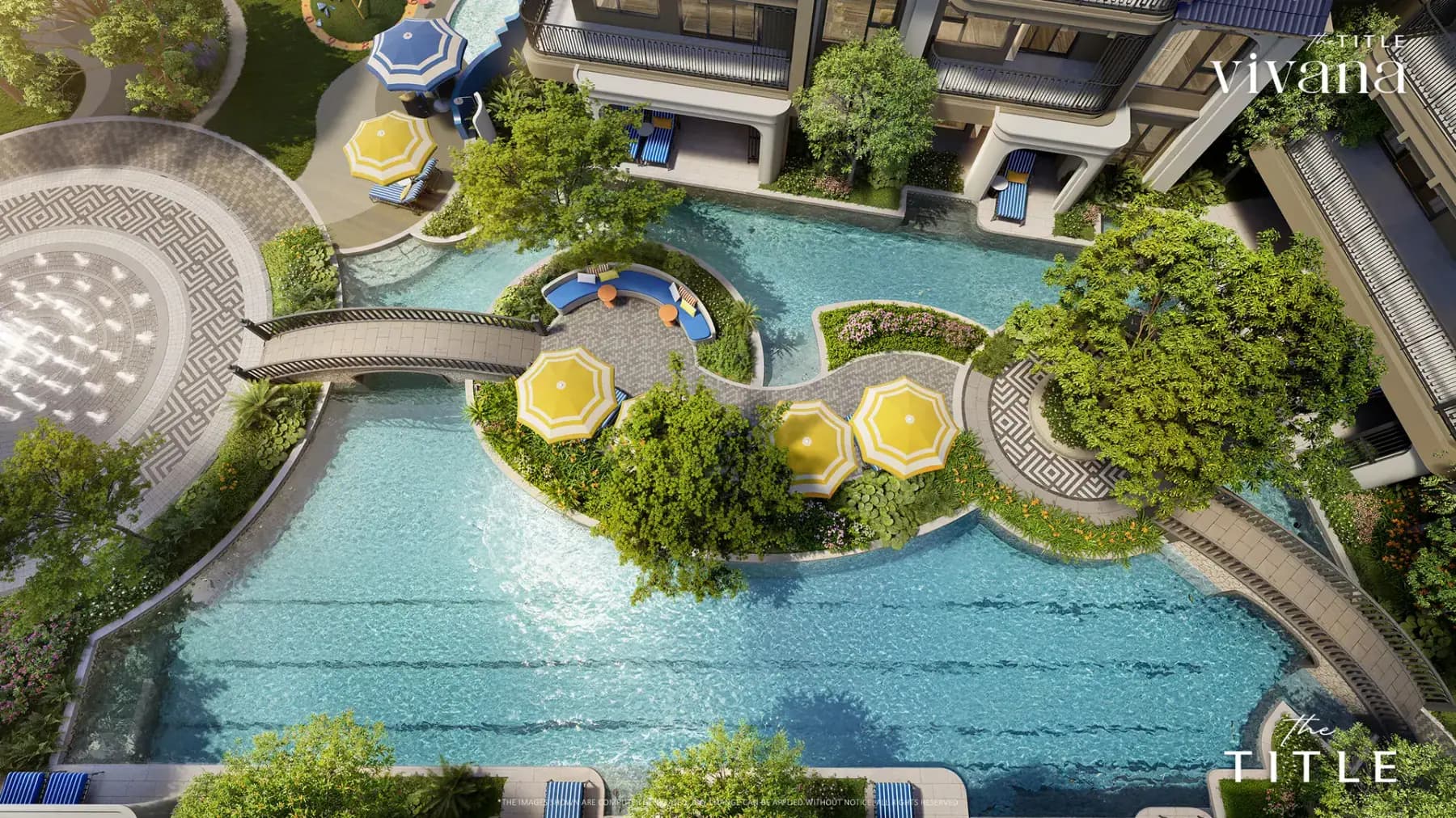 The Title Vivana: pool islands from above